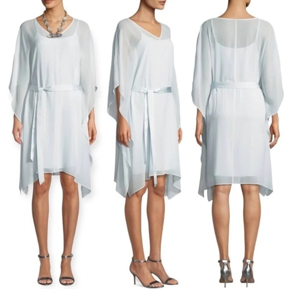 Eileen Fisher pale blue
Sheer Silk V-Neck kaftan Dress w/ Belt - Picture 3 of 14